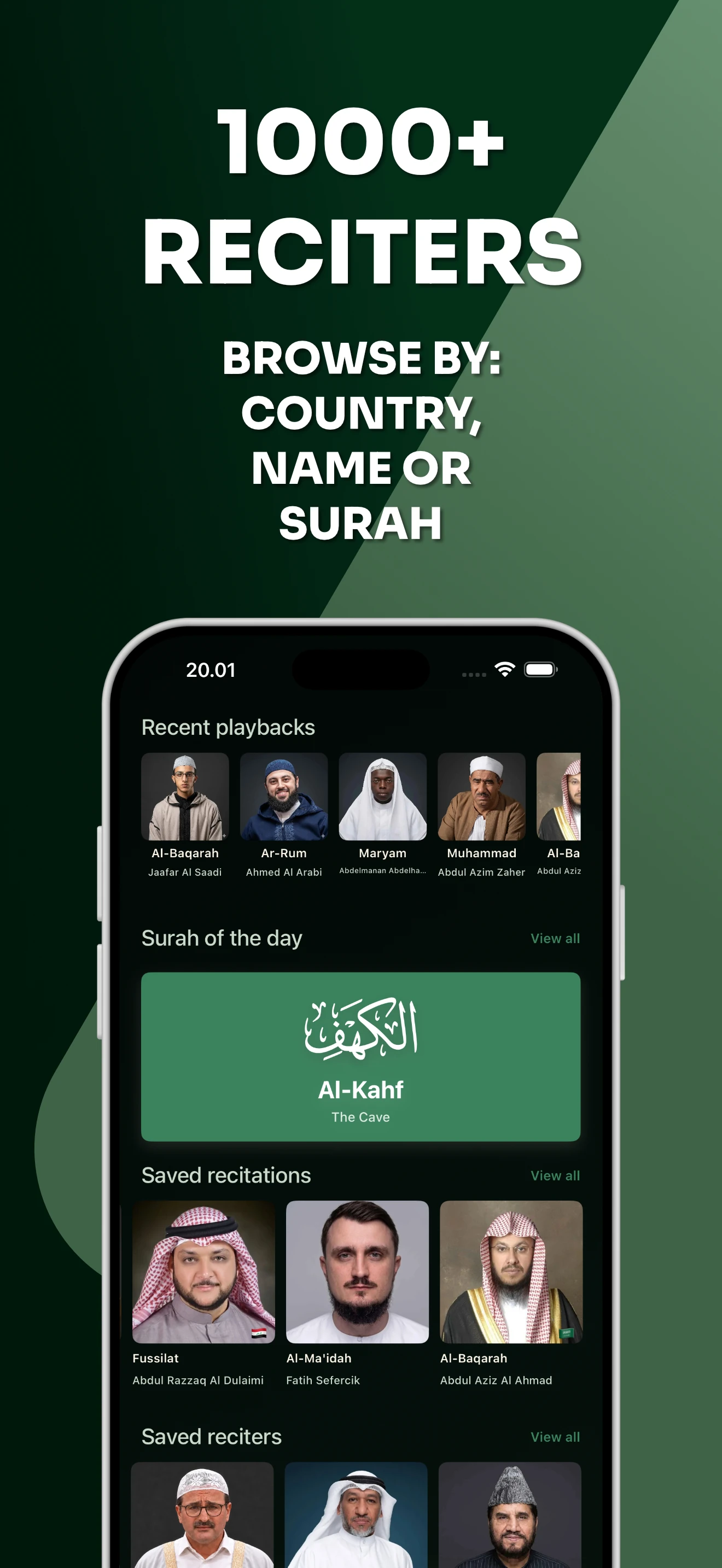 Ayah Player App Store image: over 1000 reciters