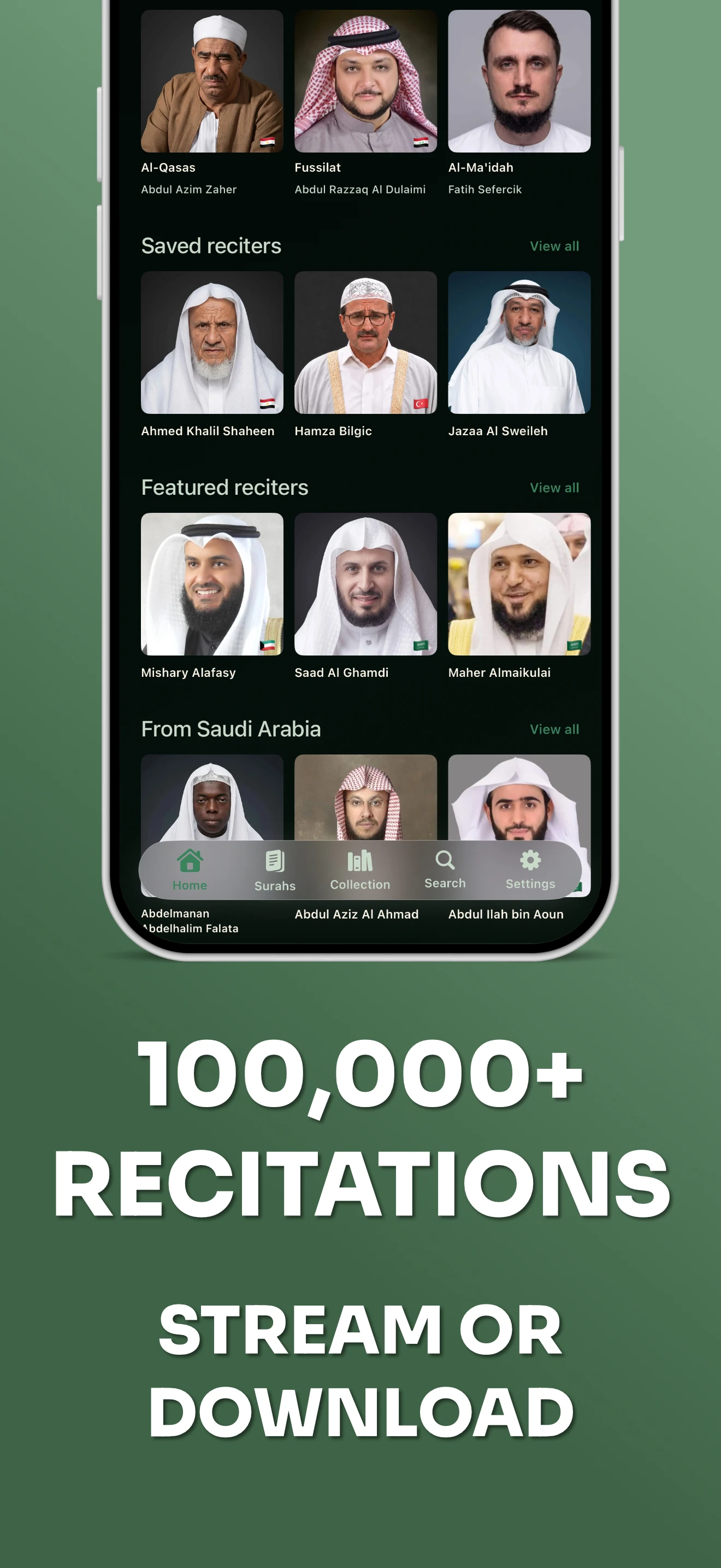 Ayah Player App Store image: over 100,000 recitations