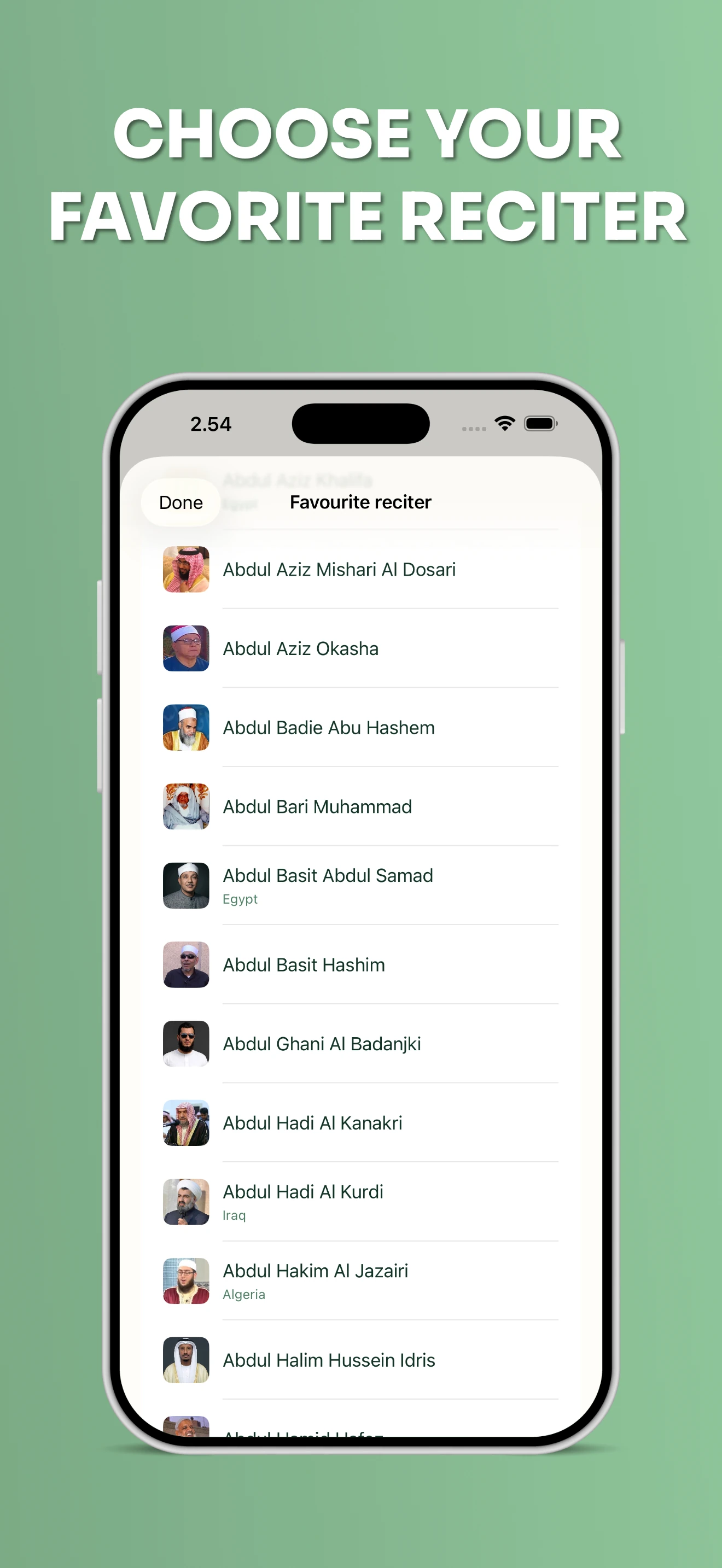 Ayah Player App Store image: choose your favorite reciter